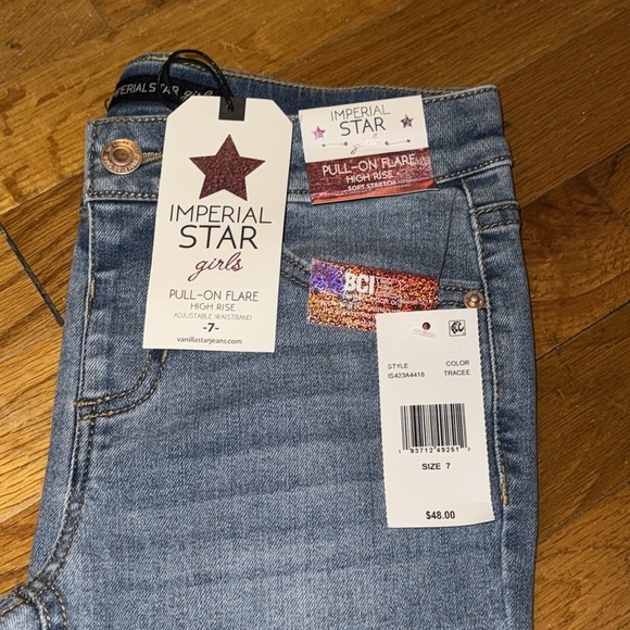 💥💥NWT Imperial star pull on flare, high-rise jeans, girls size 7 Color tracee - Picture 2 of 11